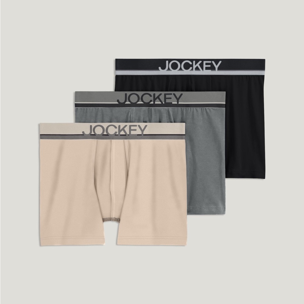 Jockey Trunks Trio - Black, Gray, and Tan